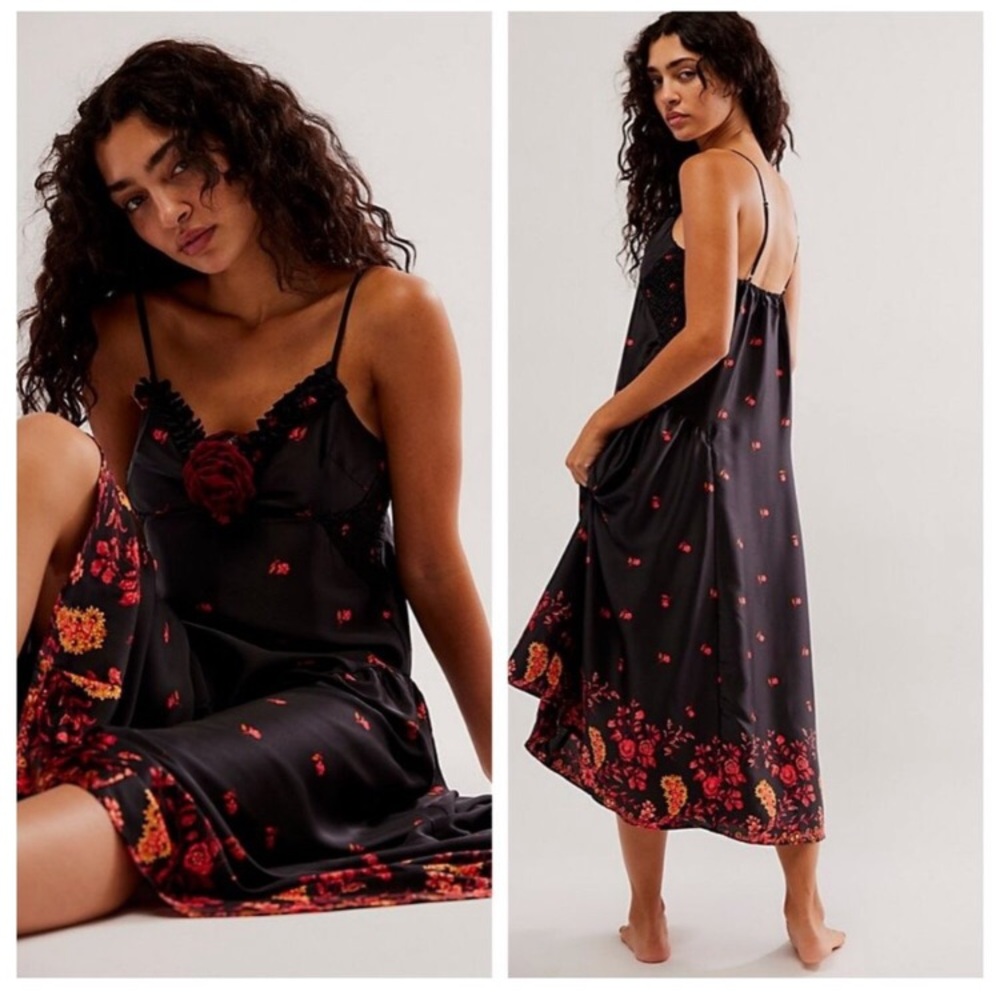 NWOT Free people on my own floral satin dress/nightgown